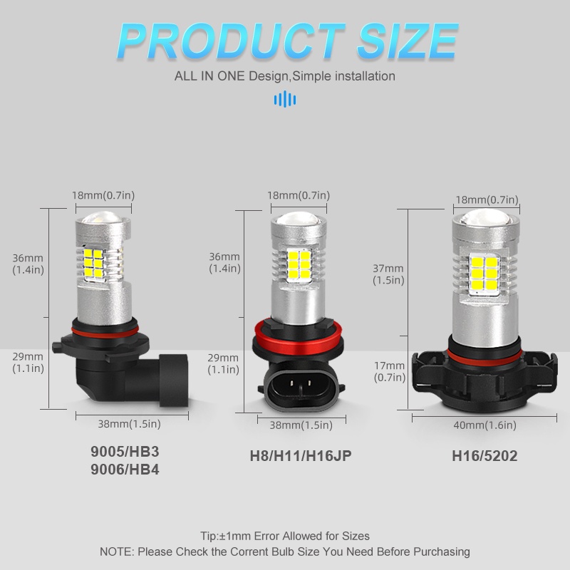 Set 2 đèn phá sương mù xe hơi MAXGTRS LED H8 H11 HB4 9006 HB3 9005 chất lượng cao tiện lợi
