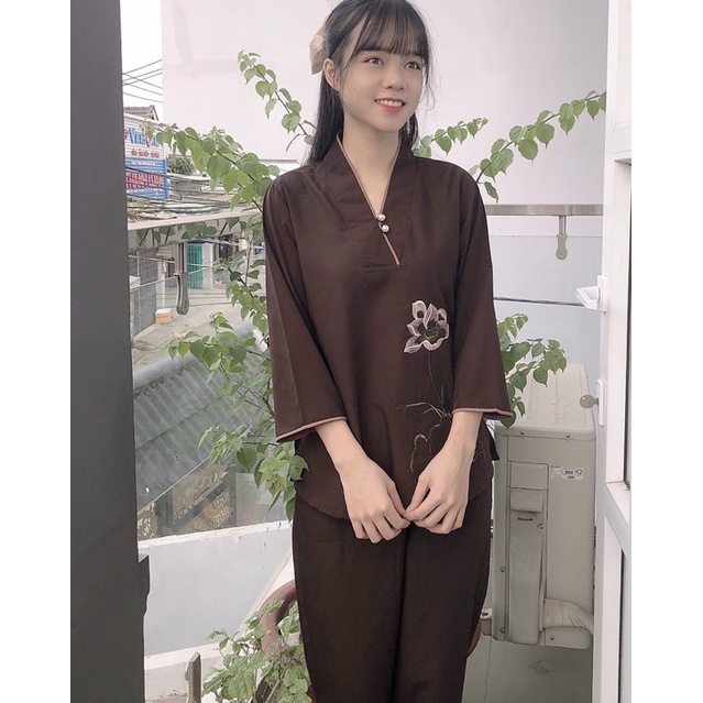 Đồ Lam Đi Chùa# Mẫu Hoa Nút Ngọc