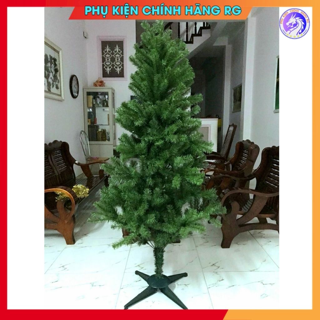 Cây thông noel 1m8 trang trí phòng khách công ty ngoài trời đón giáng sinh giá rẻ tặng ngôi sao đỉnh và 4 dây kim tuyến