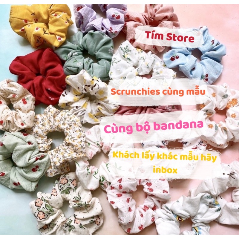 Khăn tam giác băng đô bandana hoa vải đẹp làm turban TÍM STORE phụ kiện cột tóc dễ thương