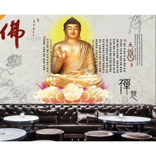 Tranh dán tường Tranh tượng phật thanh tịnh, tranh dán tường 3d hiện đại (tích hợp sẵn keo) MS849705