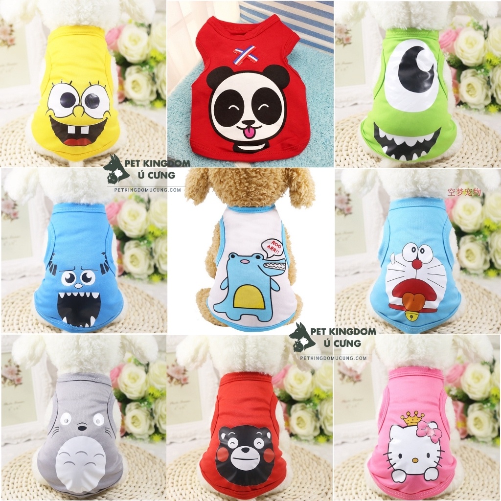 Áo Chó Mèo Ba Lỗ Mùa Hè Cartoon