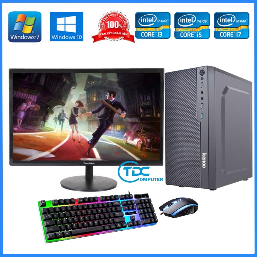 Bộ máy tính để bàn Max PC + Màn hình Provision 19 inch Cấu hình core i3, i5 i7 Ram 4GB, SSD 120GB + Quà Tặng