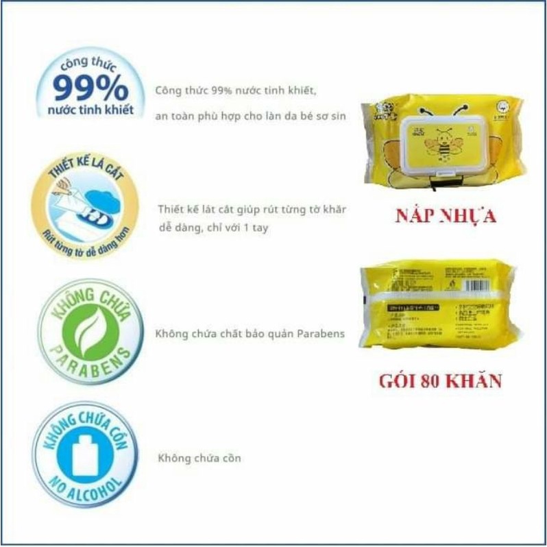 Thùng 10 gói khăn ướt vịt vàng , khăn vịt DUCK , khăn giấy ướt vịt vàng kháng khuẩn