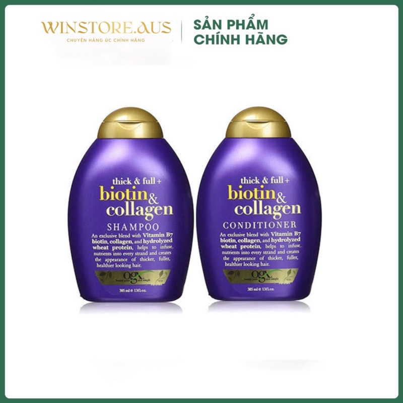 Bộ dầu gội &amp; dầu xả Biotin Collagen Ogx 385ml