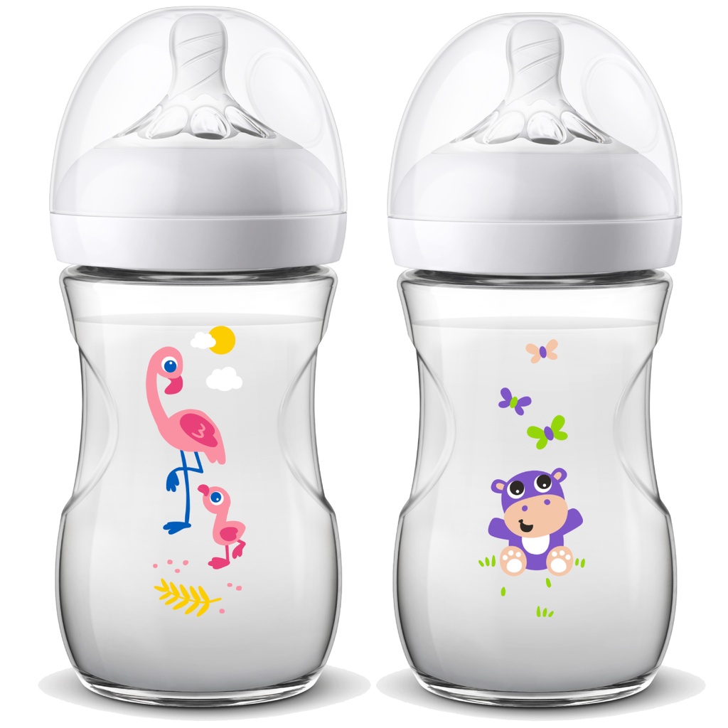 Philips Avent bình sữa mô phỏng tự nhiên có họa tiết 260ml cho bé từ 1 tháng SCF627/41 SCF627/42