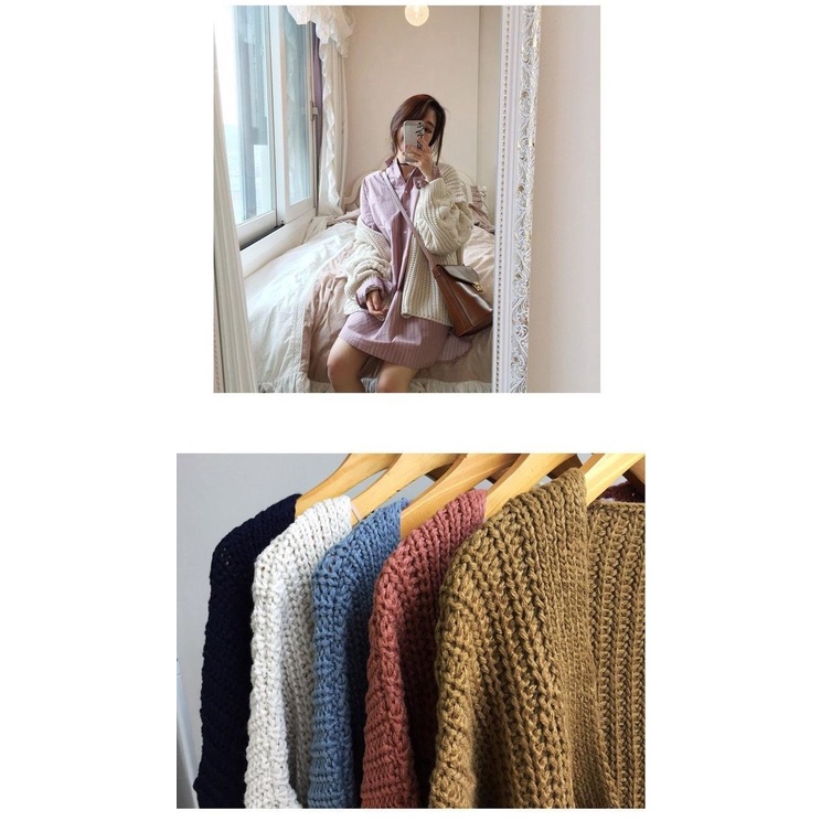 Áo khoác cardigan len dệt kim kiểu hoa cổ chữ V phong cách retro giản dị