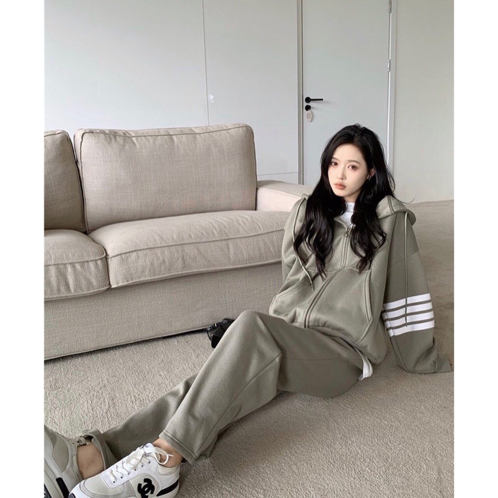 Sét Nỉ 3 Vạch có mũ, Sét Nỉ Thome 3 vạch FREESHIP | BigBuy360 - bigbuy360.vn