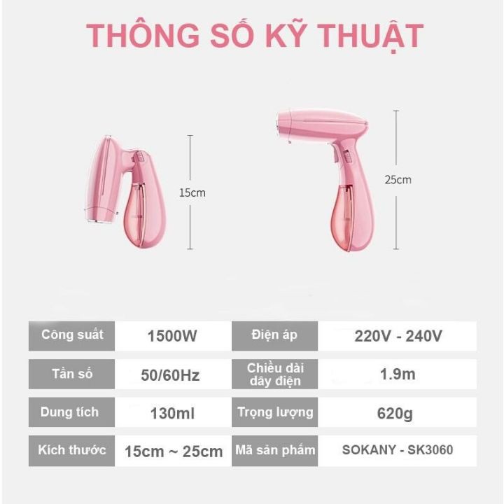 Bàn Là Hơi Nước Cầm Tay Gấp Gọn Sokany SK-3060 Cao Cấp - Bàn Ủi Gia Đình Hơi Nước Cực Mạnh