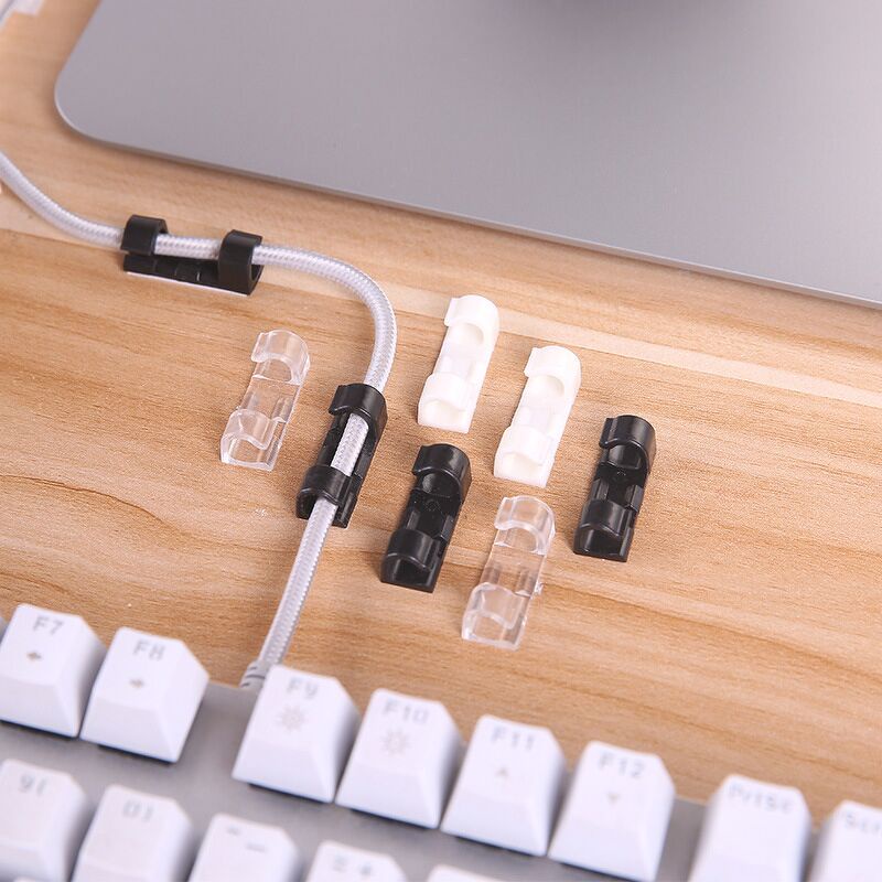 Kẹp cố định dây điện dán tường - bộ 16 cái kèm miếng dán, kẹp giữ dây điện, dùng để đi đường dây điện / cáp
