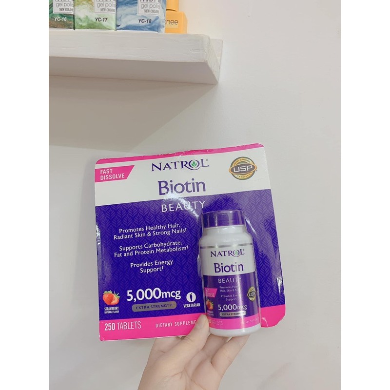 Viên uống hỗ trợ mọc tóc Natrol biotin beauty 5000mg