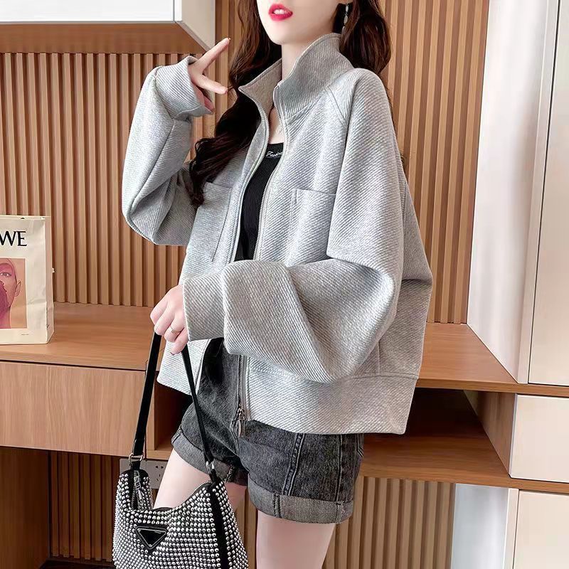 Áo Khoác Cardigan Cổ Đứng Dáng Rộng Phong Cách Phương Tây Thời Trang Xuân Thu Cho Nữ
