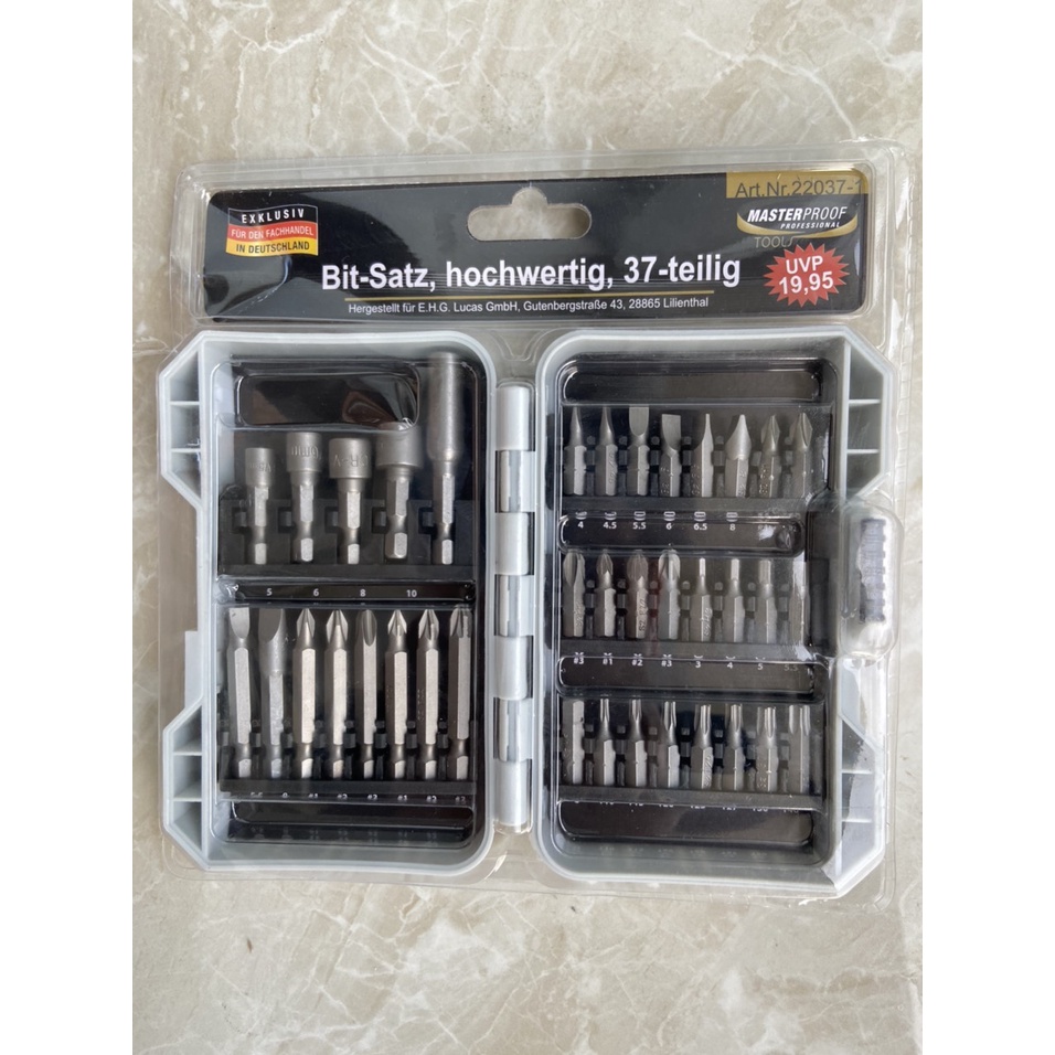 Bộ đầu tuốc nơ vít 37 chi tiết (6.35mm) CRV - Chrome Vanadium