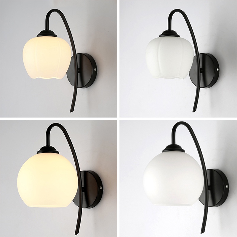 Đèn ngủ treo tường chao trắng sữa thân dài, Đèn treo tường trang trí phòng khách UPLED