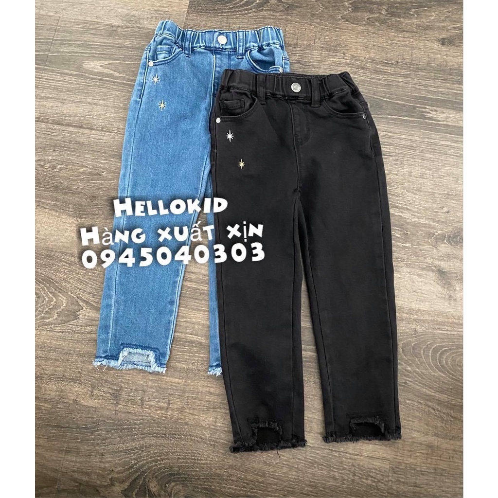 Quầm Baggy jean thêu sẻ gấu bé gái