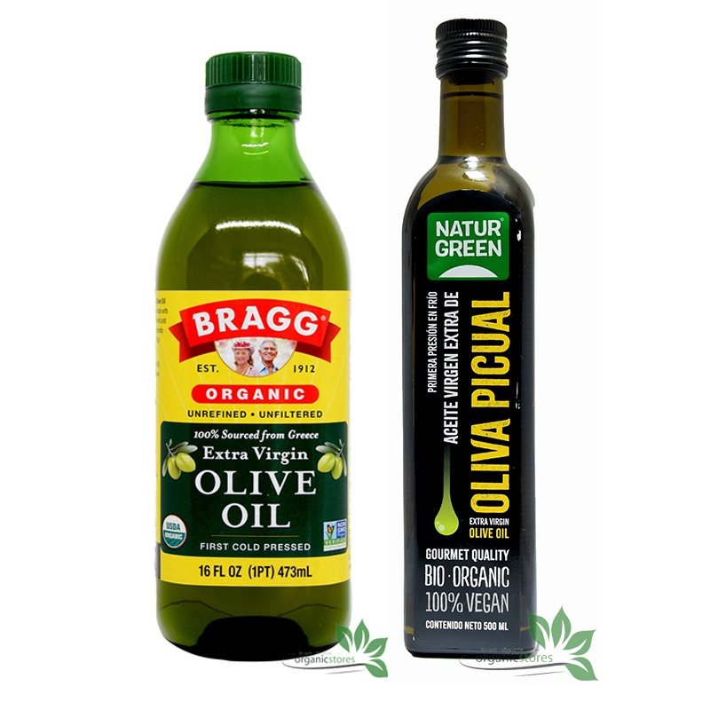 Dầu Olive ép lạnh nguyên chất hữu cơ Extra Virgin - Bragg / NaturGreen