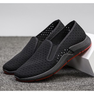 [Có sẵn] Giày Lười Vải Nam  Có Lỗ Thoáng Khí Full Đen Đế Êm Chân MS060 A85