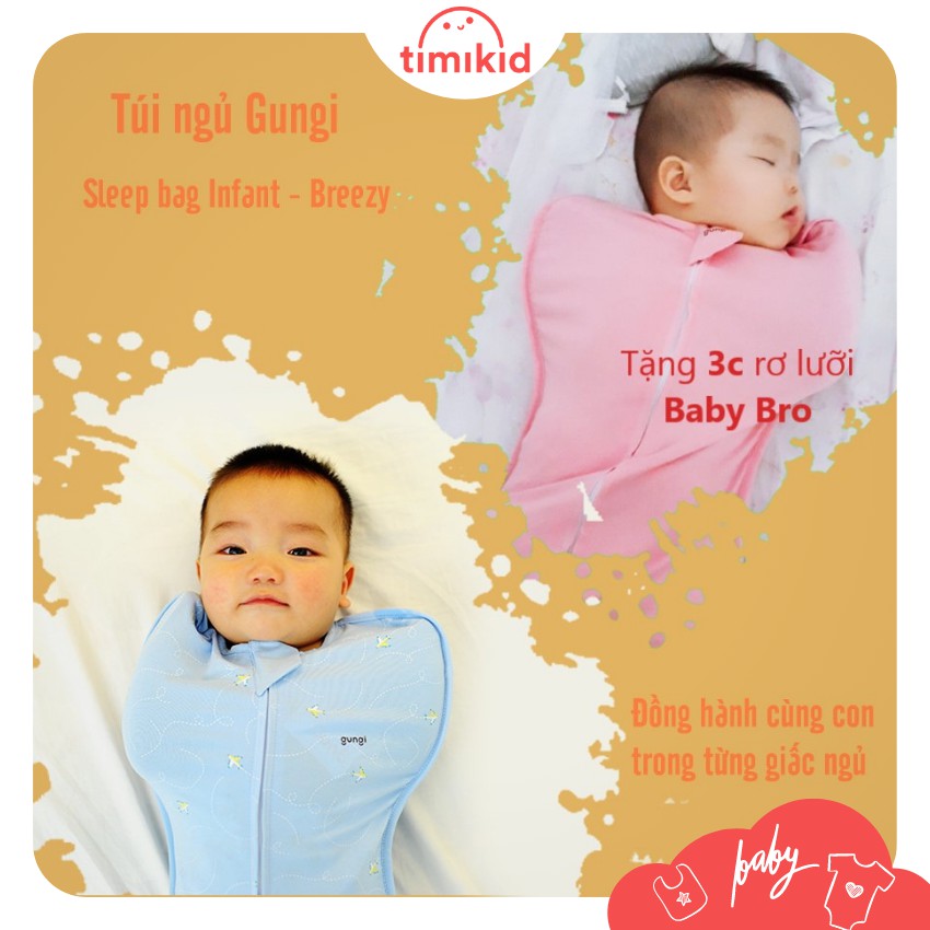 Túi Ngủ GUNGI Infant Breezy Cho Bé Ngủ Ngon mềm mịn, co giãn 4 chiều, an toàn với bé - in họa tiết dễ thương