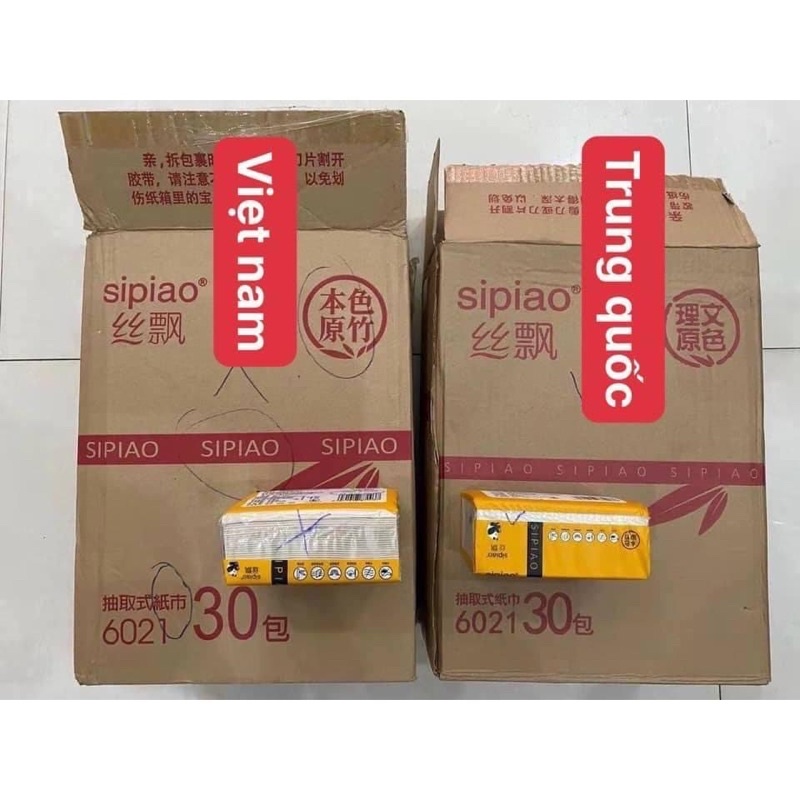 Giấy ăn gấu trúc Sipao thùng 30 gói (giấy đủ 300 tờ/1 gói)