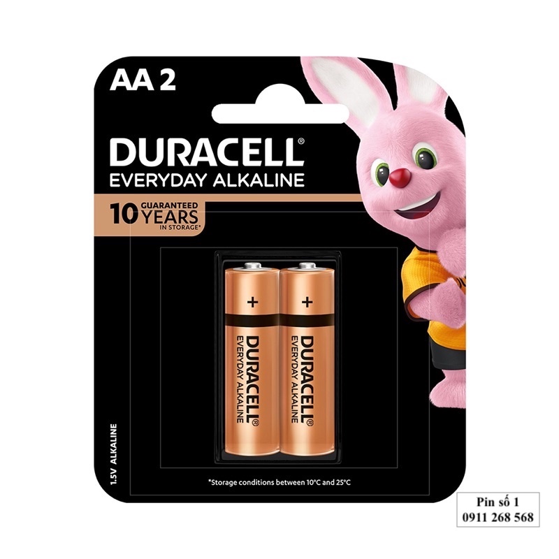 Pin tiểu AA Everyday Alkaline MN1500 DURACELL vỉ đóng 2 viên hộp đóng 12 vỉ