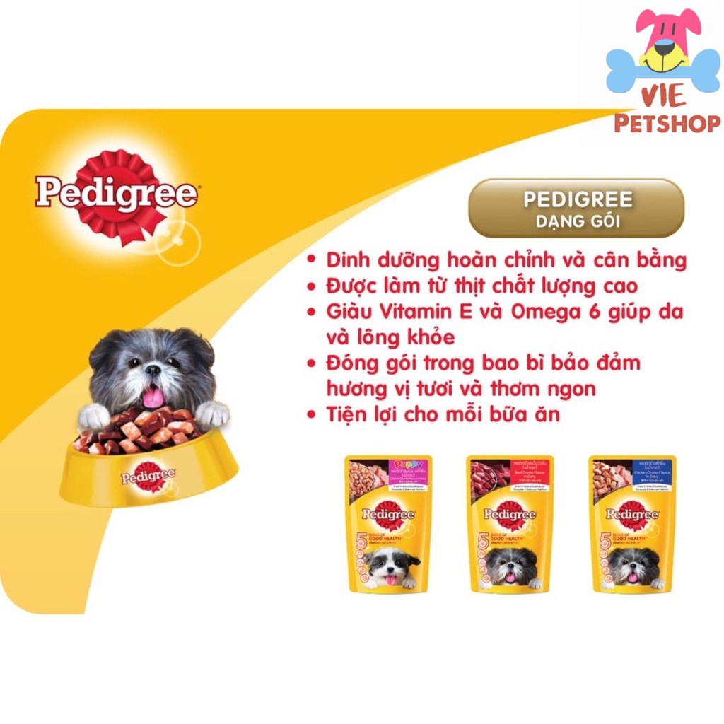 Pate cho Chó Lớn PEDIGREE vị Gà Nấu Sốt Gói 130Gr | Vie PETSHOP