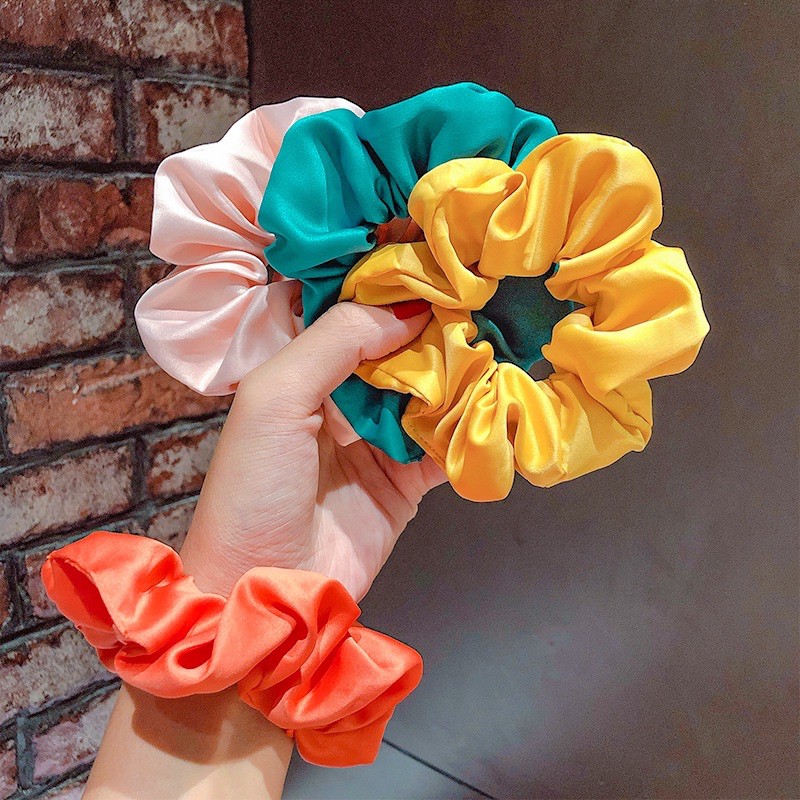 Dây buộc tóc, cột tóc Scrunchies trơn nhiều màu phong cách Hàn Quốc bé gái