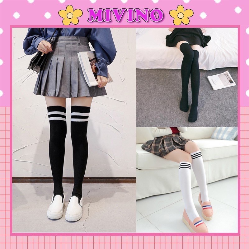 - Tất đùi sọc thời trang nữ- Full màu
