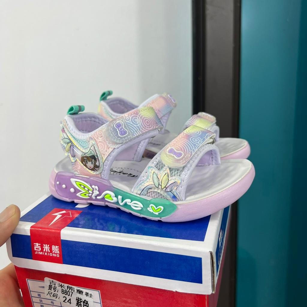 Dép quai hậu đế eva siêu nhẹ cho be gái in hoạt hình tiểu thư QCCC - Sandal cho bé khâu đế chống trượt fullbox 8807