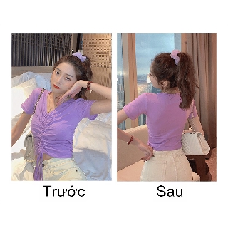 ÁO CROPTOP NỮ PHỐI DÂY RÚT
