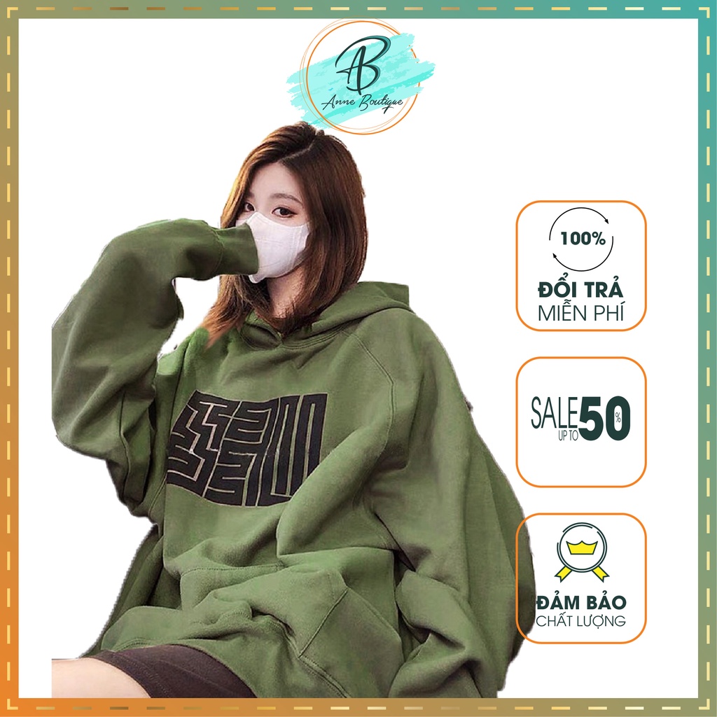 [Có Ảnh Thật] Áo Hoodie Xanh In Hình Mê Cung, Áo Hoodie Nỉ Nam Nữ Form Rộng Chất Dày Dặn Anne Boutique Mã 711