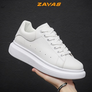 [Mã BMINC50] Giày sneaker nam ZAVAS tăng chiều cao lên 4cm màu trắng bằng da PU giữ form tốt đi chơi đi làm - S387