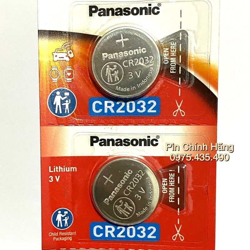 2 Viên Pin CR2032 Panasonic Lithium 3V Made in Indonesia