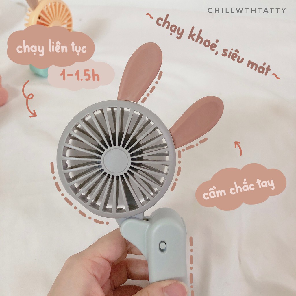 Quạt mini cầm tay, để bàn có tai thỏ dễ thương | Chillwthttatty |