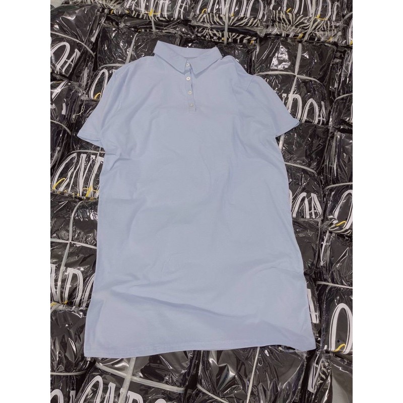 Đầm polo [𝗙𝗥𝗘𝗘𝗛𝗜𝗣] xanh biển chất thun cotton mát mịn, form nịnh dáng ko kén người mặc