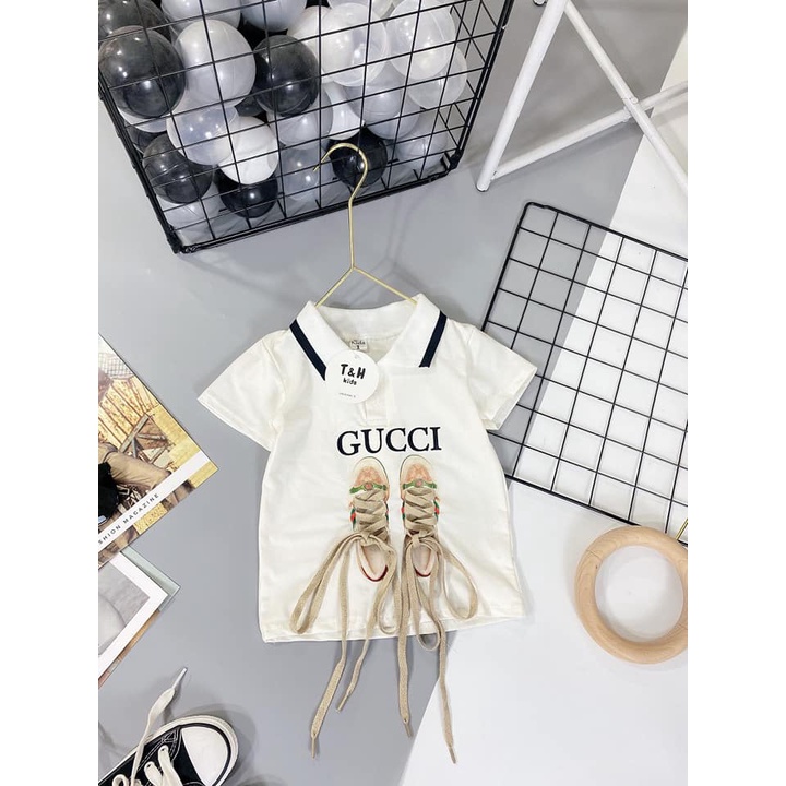 Áo cổ bẻ gc dây buộc cho bé