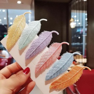 Kẹp tóc lụa hình chiếc lá nhiều màu phong cách hàn quốc