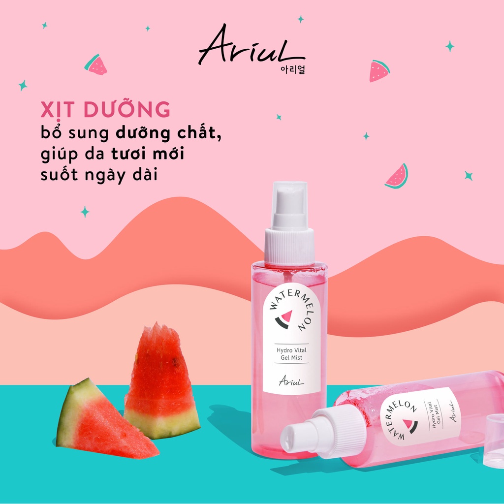 Xịt Dưỡng ARIUL Làm Dịu Và Cấp Ẩm Chiết Xuất Dưa Hấu Watermelon Hydro Vital Gel Mist 120ml