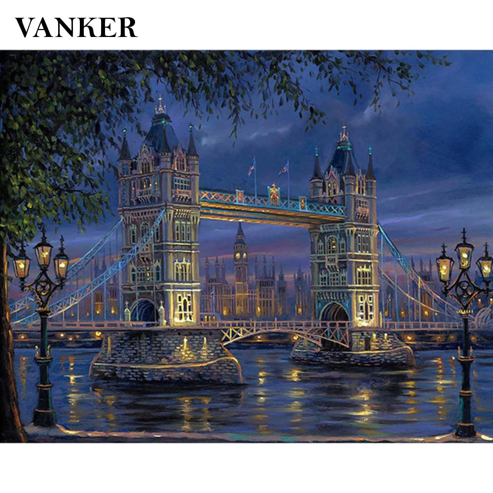 Tranh Sơn Dầu Vải Bố Hình Cầu London Độc Đáo 40x50cm