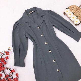 Đầm váy xám cổ vest (kèm hình thật)