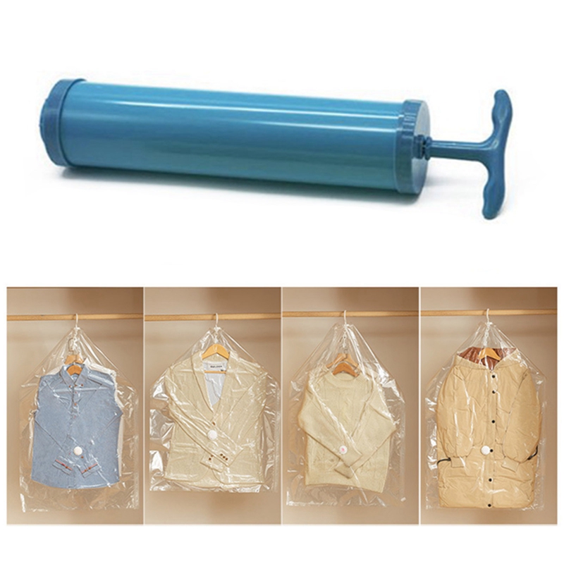 Storage bag hanging vacuum compression bag down jacket wardrobe storage bag hanging clothes coat dust transparent