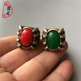 Nhẫn mạ bạc hình ngựa đính đá ngọc bích đỏ sang trọng
