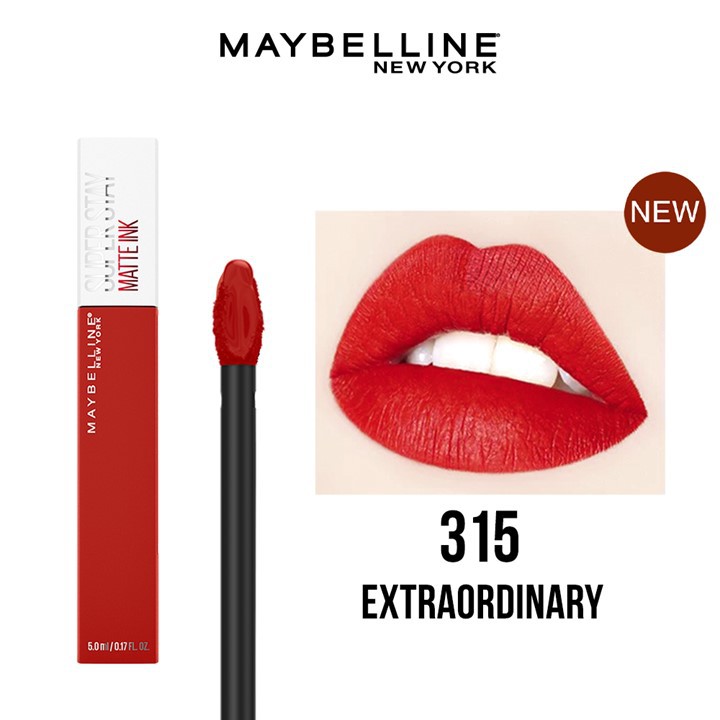 Son Kem Lì Maybelline New York 16h Lâu Trôi Super Stay Matte Ink City Edition Lipstick 315 Extraordinary Đỏ Đất 5ml