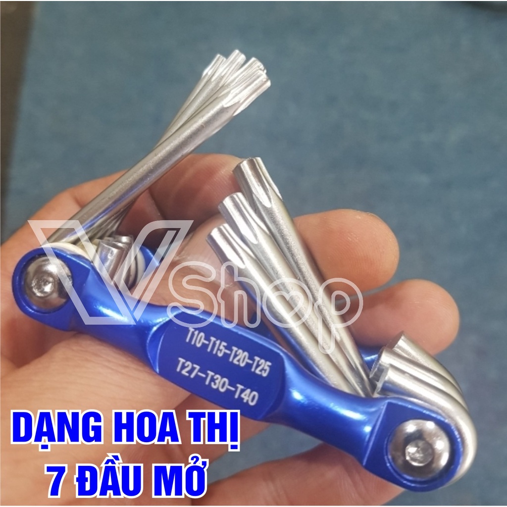 Bộ dụng cụ mở vít xếp  gọn. đầu hoa thị và đầu lục giác