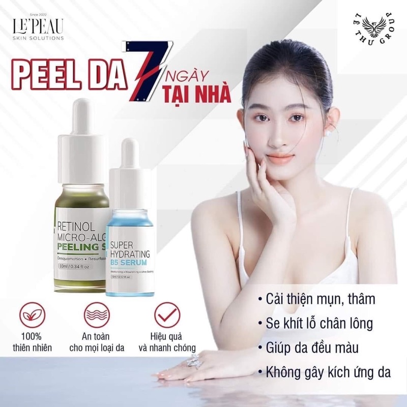 Peel Da Vi Tảo Retinol LE’PEAU+ Serum B5 Phục Hồi
