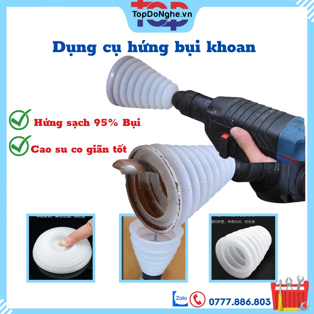 Dụng cụ hứng bụi khoan tường bê tông - chụp chắn bụi khoan chống bụi TopDoNghe.Vn