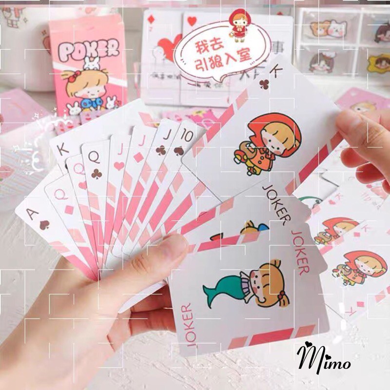 Bộ bài tây, tú lơ khơ họa tiết dễ thương poker 52 lá in hình cute ngộ nghĩnh, hoạt hình siêu đáng yêu