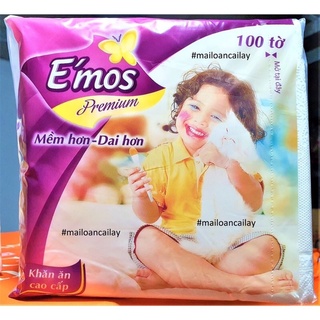 Khăn giấy vuông đa năng emos premium 100 tờ