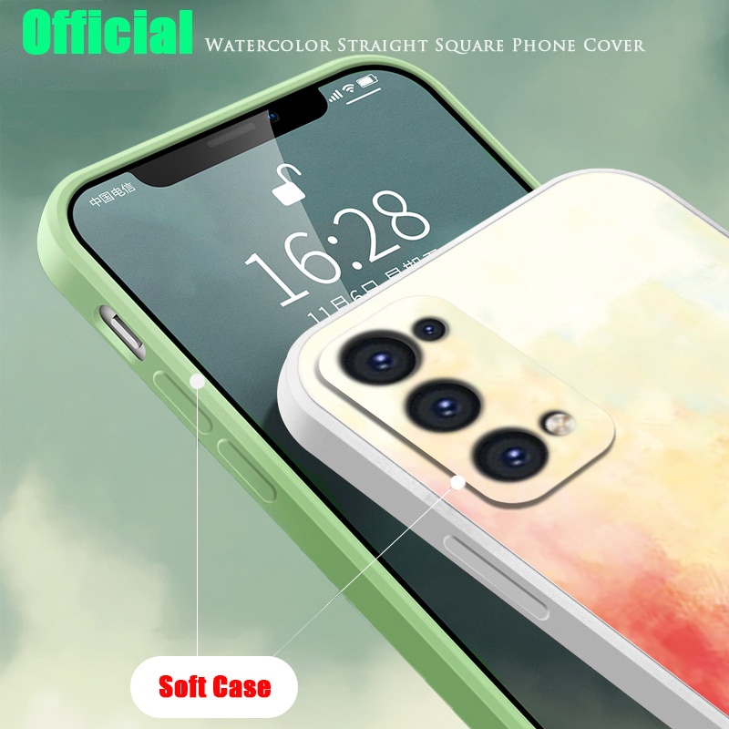 Ốp điện thoại màu nước cạnh vuông dành cho Realme 8 7 7i 6 5 Pro 5i 5s 6i Q 5G | BigBuy360 - bigbuy360.vn