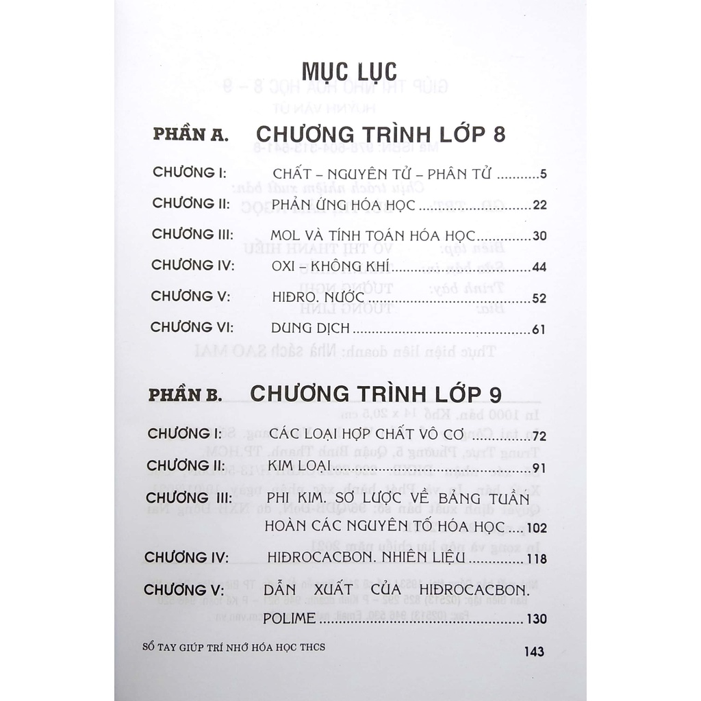 Sách Giúp Trí Nhớ Hóa Học 8-9