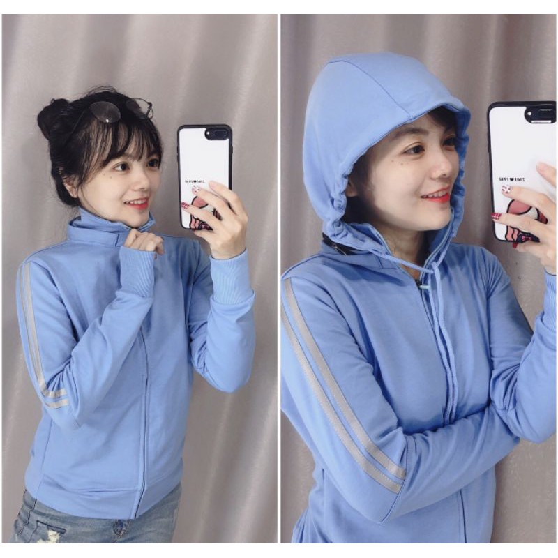 Áo khoác chống nắng nữ 6 túi, nón rời. Tay áo phối viền Phản Quang | BigBuy360 - bigbuy360.vn